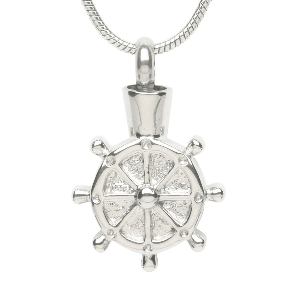 CLEARANCE - J-169 - Ship’s Helm - Silver-tone - Pendant with Chain