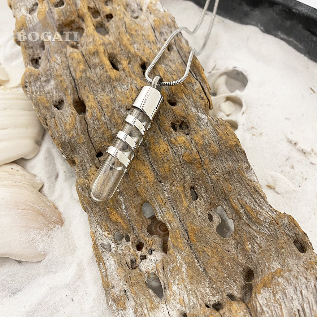 original swirl cylinder with glass - Bogati - Cremation Pendant