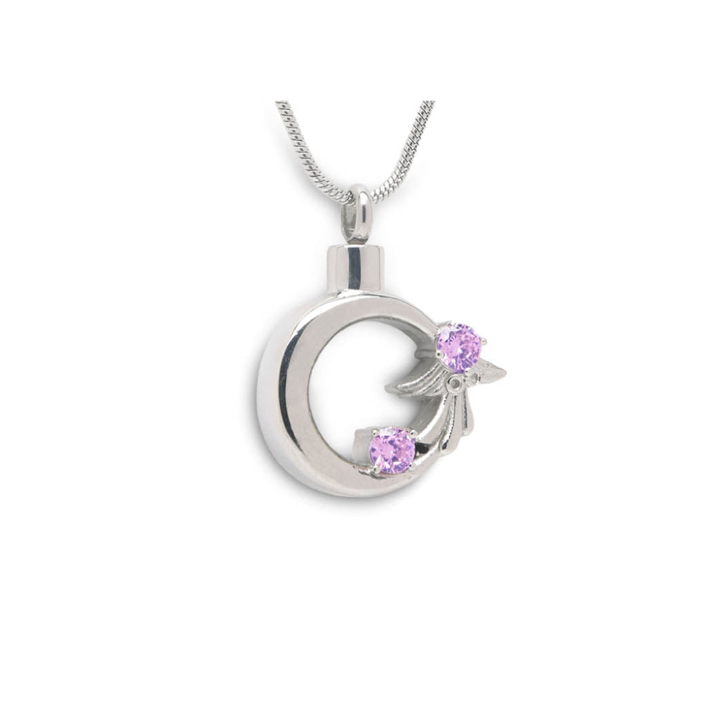 CLEARANCE - J-1948 - Angel Wreath with crystal Stones - Pendant with Chain - Lavender