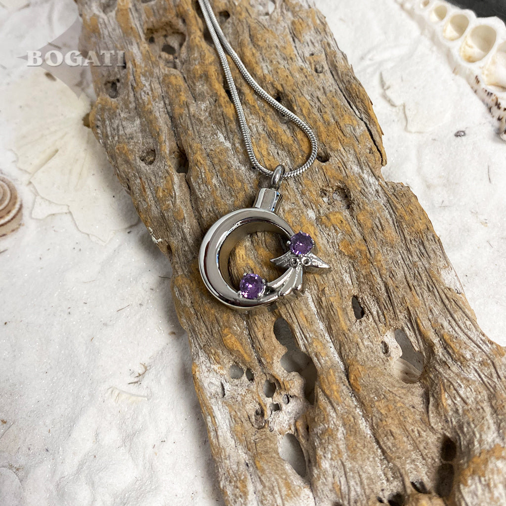 CLEARANCE - J-1948 - Angel Wreath with crystal Stones - Pendant with Chain - Lavender