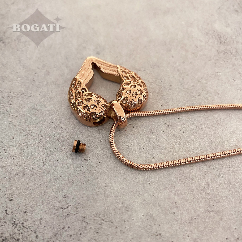 J-1950 - Winged Heart with Rhinestones - Pendant with Chain