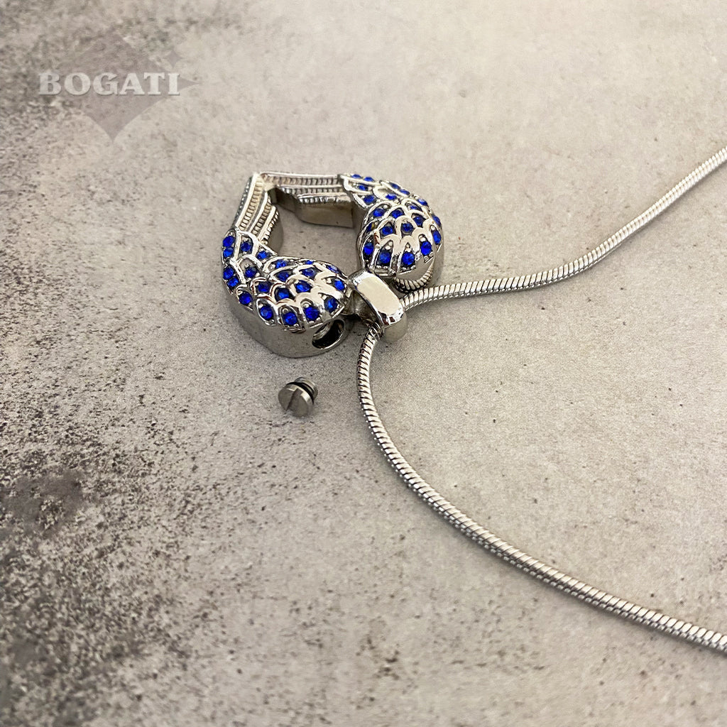 J-1950 - Winged Heart with Rhinestones - Pendant with Chain