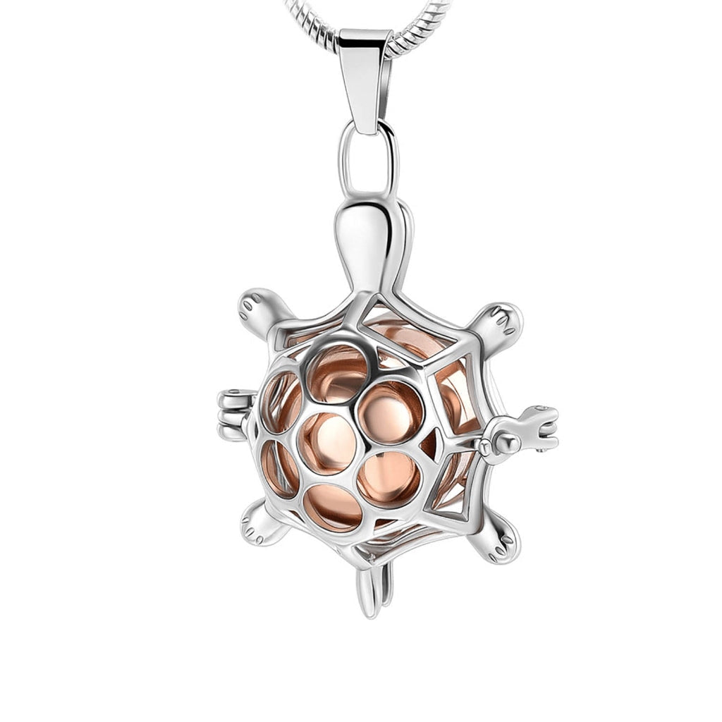 CLEARANCE - J-2030- TURTLE locket with insert – Pendant with Chain - Rose Gold