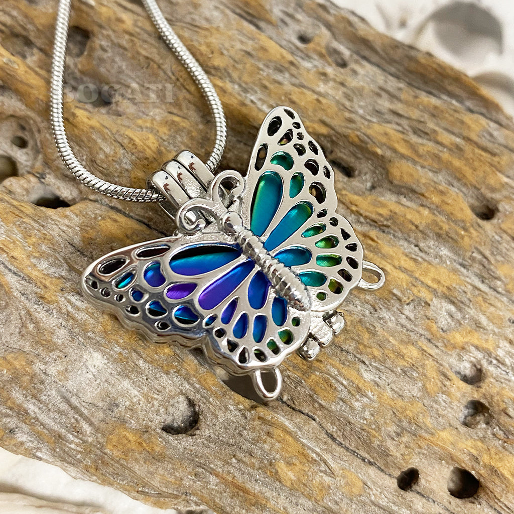 Rainbow Colors Butterfly Locket | Bogati Urn Company