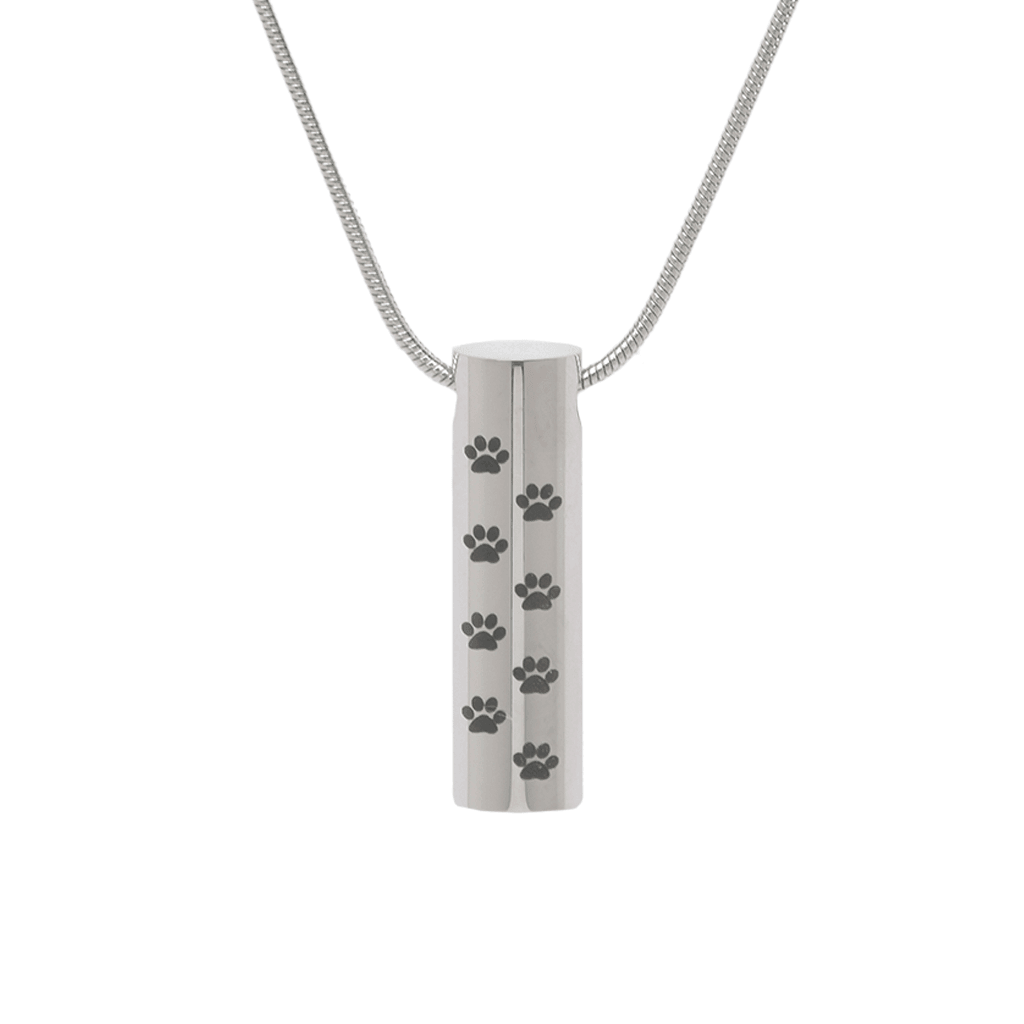J-222 - Paw cylinder - Pendant with Chain - Silver