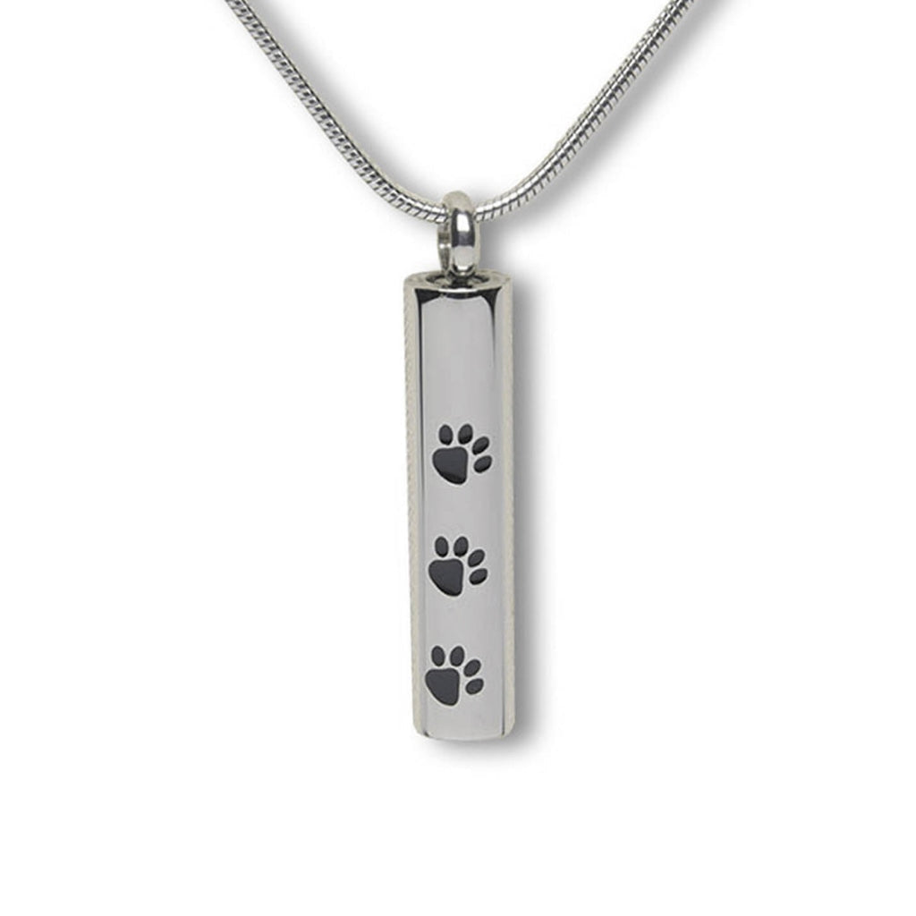 J-280 - Three Paw Print Cylinder - Silver-tone - Pendant with Chain