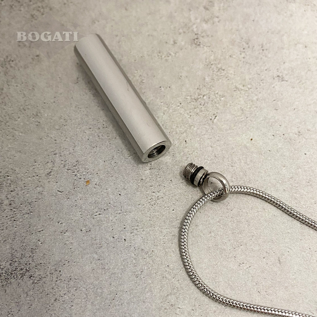 Three  black Paw Print Cylinder - Cremation Pendant - Open