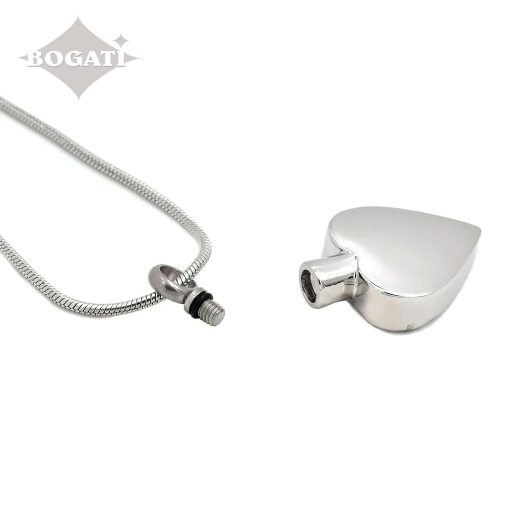 J-504 - Heart with Single Paw Print - Silver-tone - Pendant with Chain