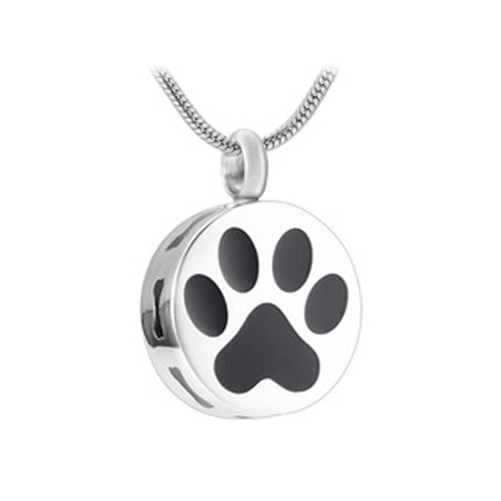J-400 - Paw Print with Bones - Silver-tone - Pendant with Chain