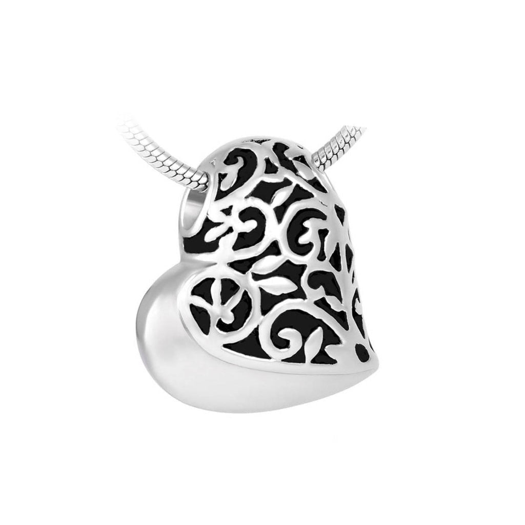 J-432 - Filigree Heart - Silver-tone - Pendant with Chain