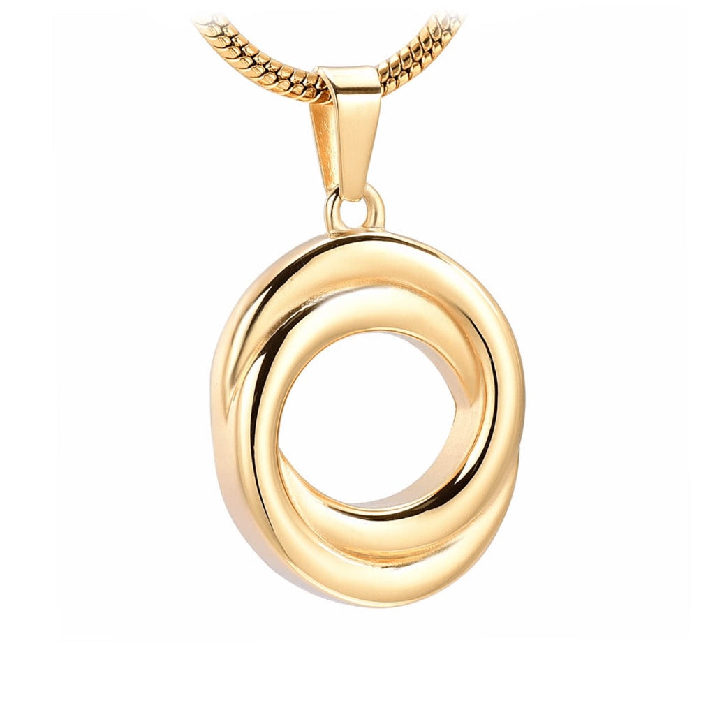 J-503 - Double Rings - Gold -tone - Pendant with Chain