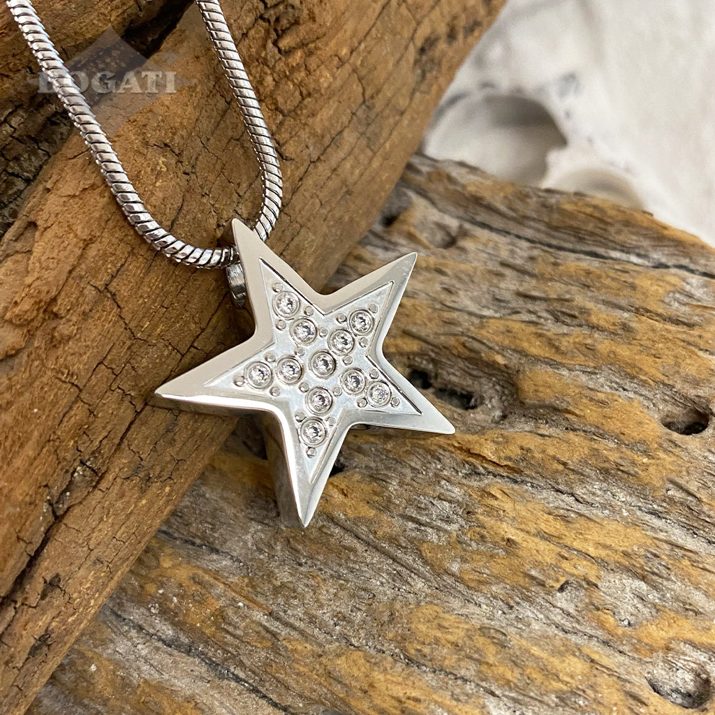 CLEARANCE - J-530-Star - Silver-tone - Pendant with Chain