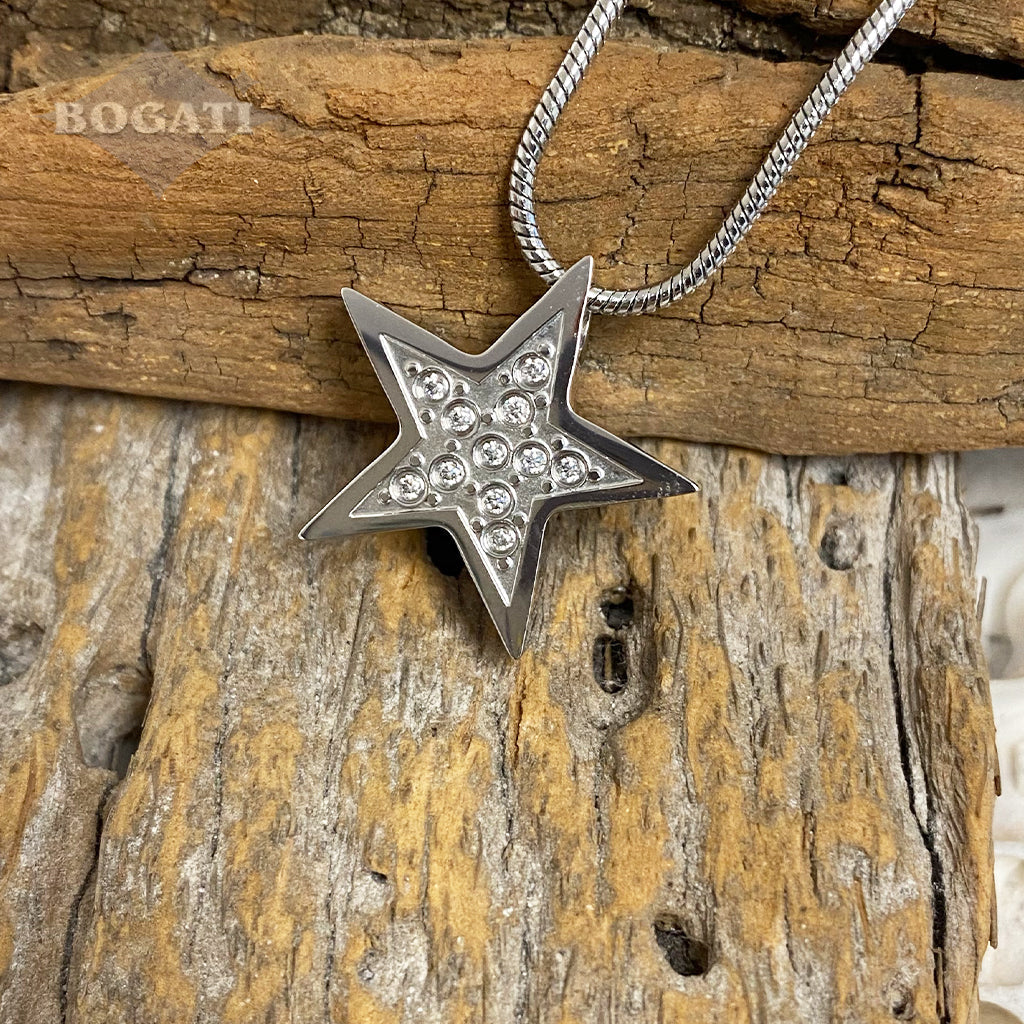 CLEARANCE - J-530-Star - Silver-tone - Pendant with Chain
