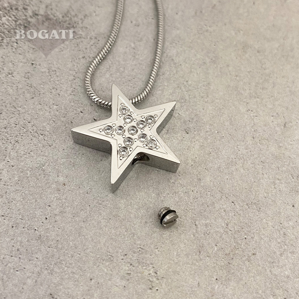 CLEARANCE - J-530-Star - Silver-tone - Pendant with Chain
