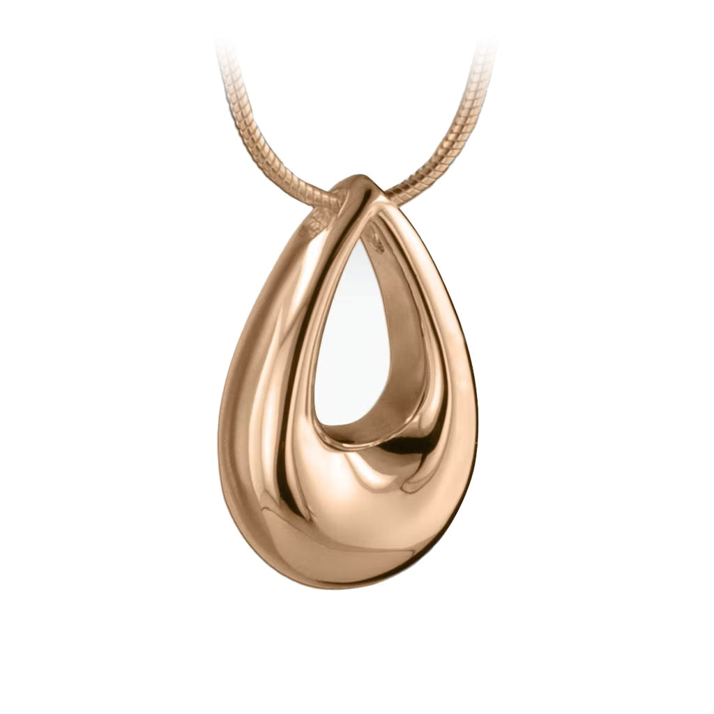 J-575 - Rounded Teardrop - Rose Gold-tone - Pendant with Chain