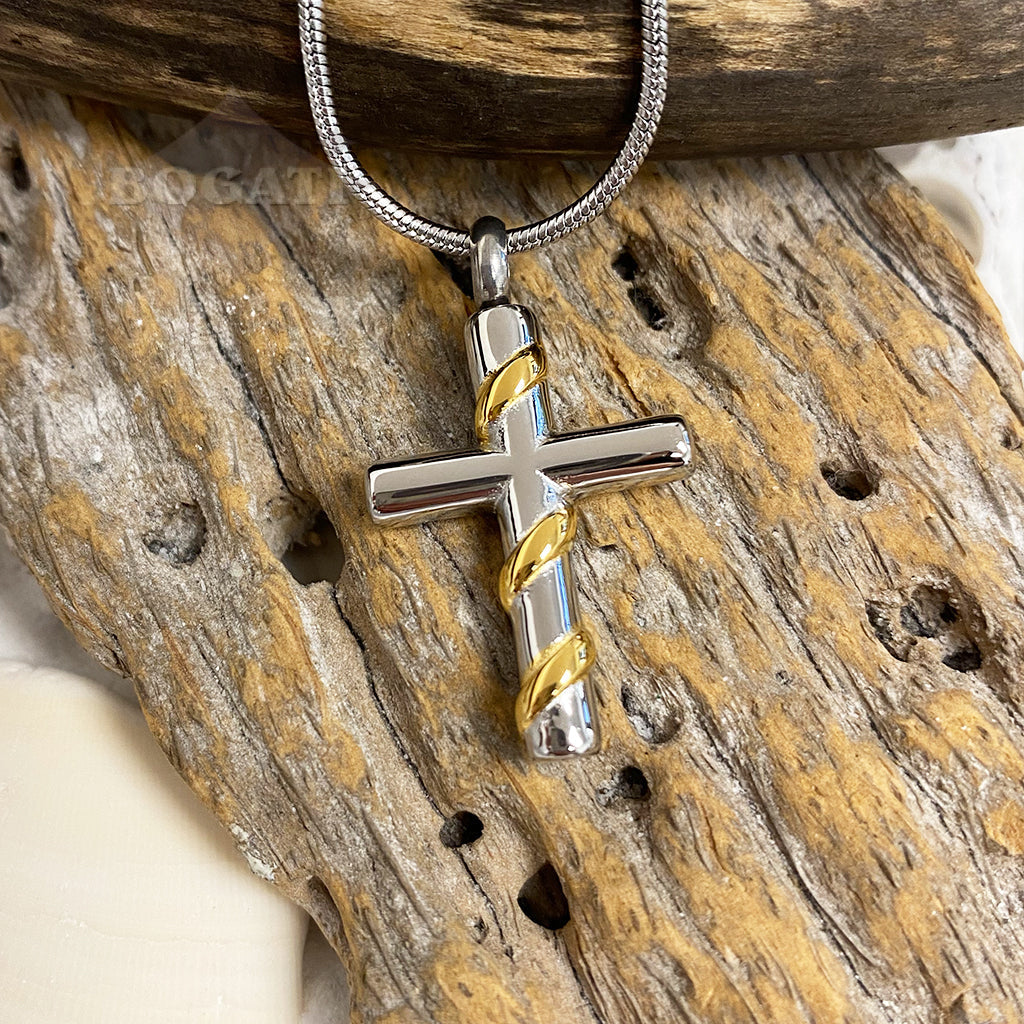 Vine-wrapped Silver Cross | Bogati Urn Company