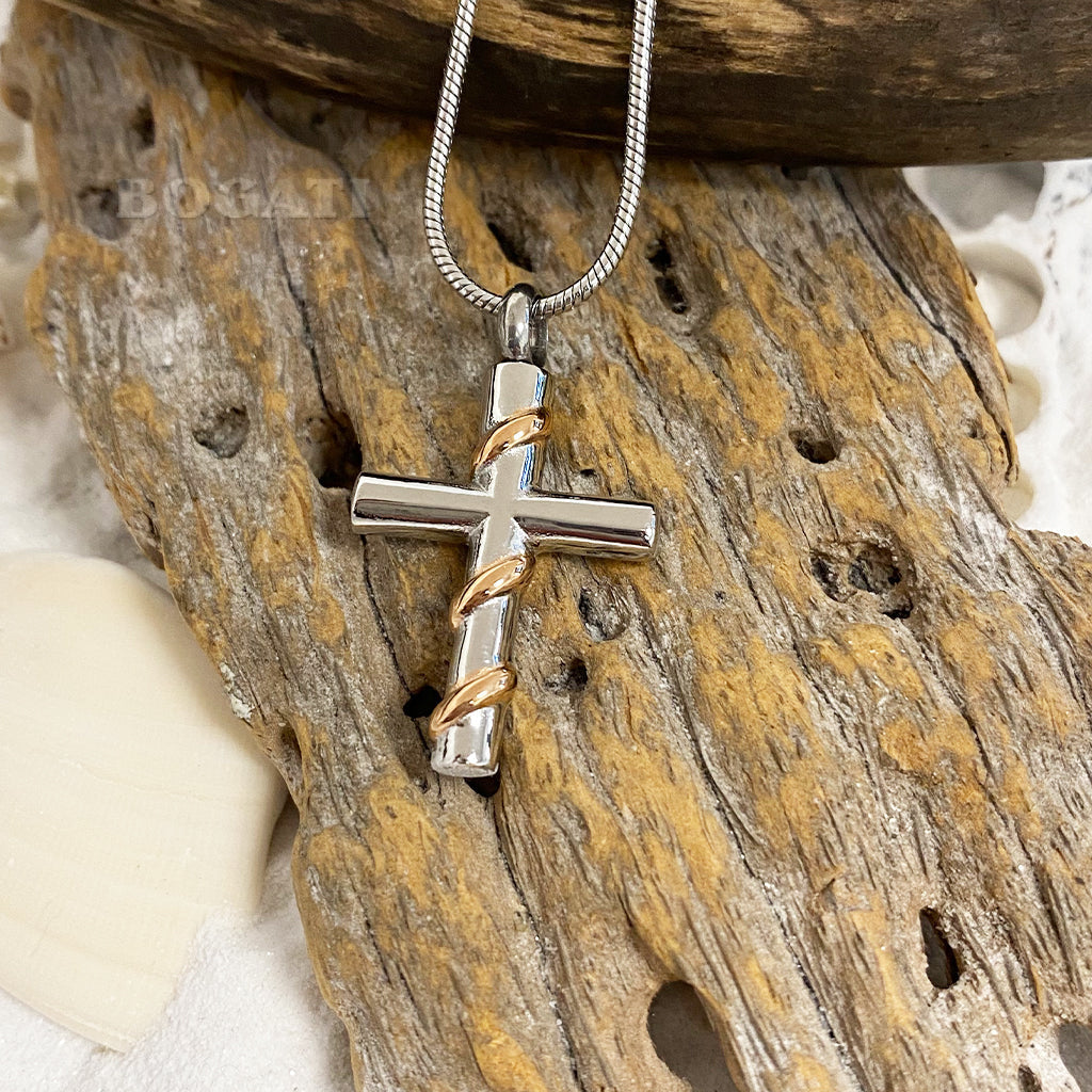 Vine-wrapped Silver Cross | Bogati Urn Company