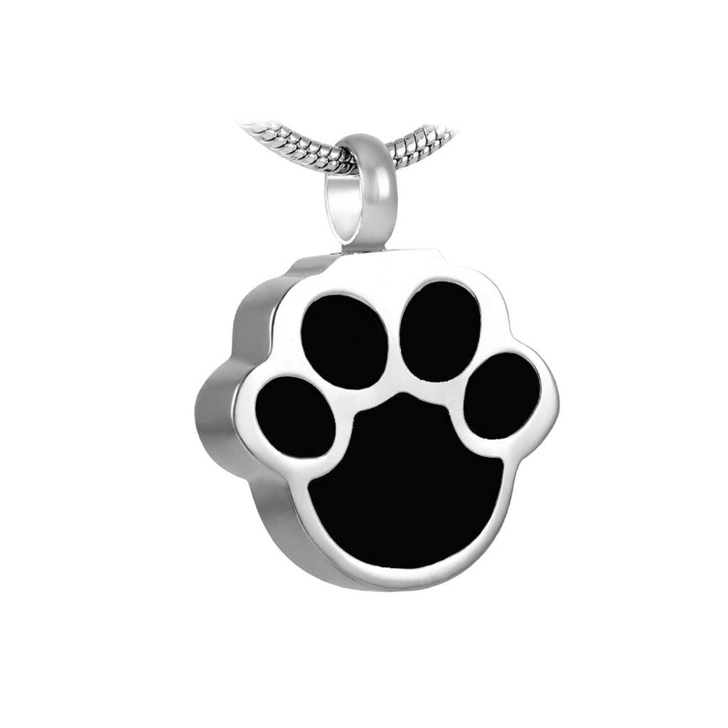 J-620 - Black Paw - Silver-tone - Pendant with Chain