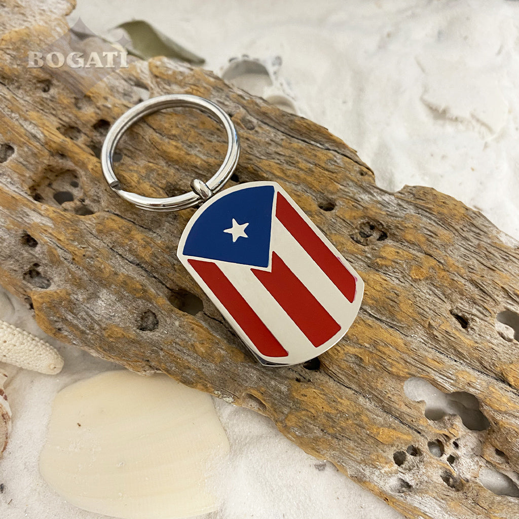 J-671 Puerto Rican Flag Tag - Keychain