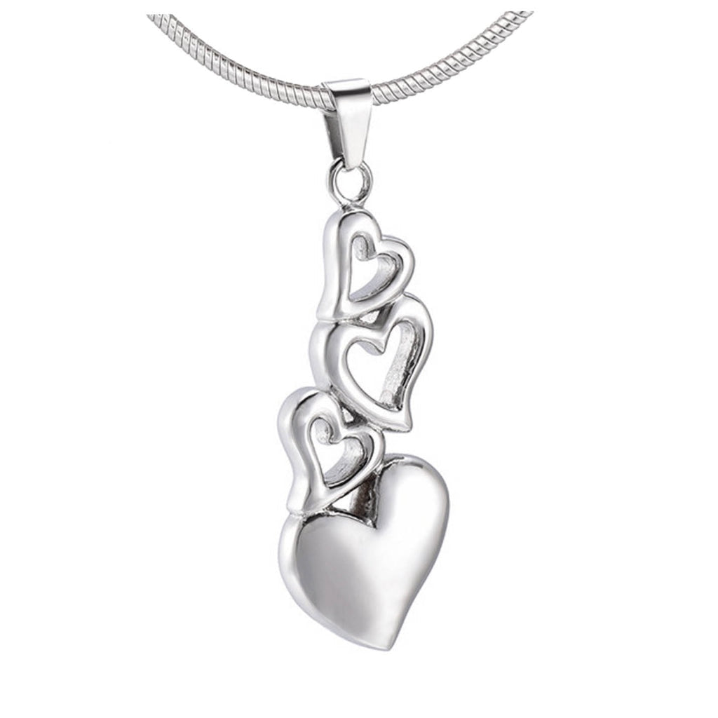 J-6779 - Four Hearts - Silver-tone - Pendant with Chain