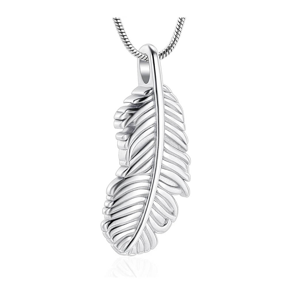 J-7216 - Feather - Silver-tone - Pendant with Chain