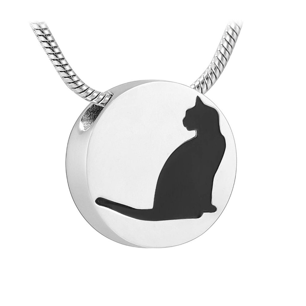 J-735 - Cat Silhouette - Silver-tone - Pendant with Chain