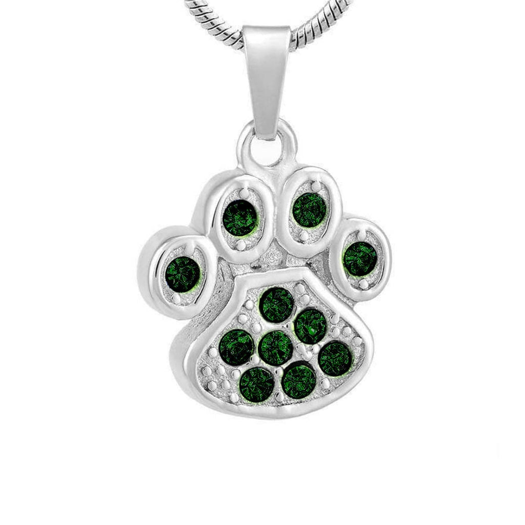 J-756 Paw with Rhinestones – Pendant with Chain - Green
