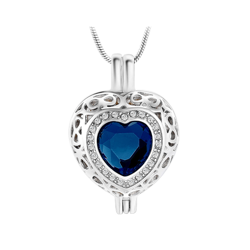 Blue Jay Blue Urn Necklace Blue Turquoise Heart Pendant Pet