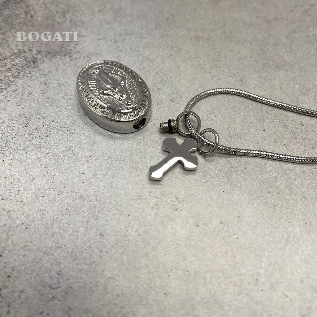 J-908 - Virgin Mary and Cross - Pendant with Chain