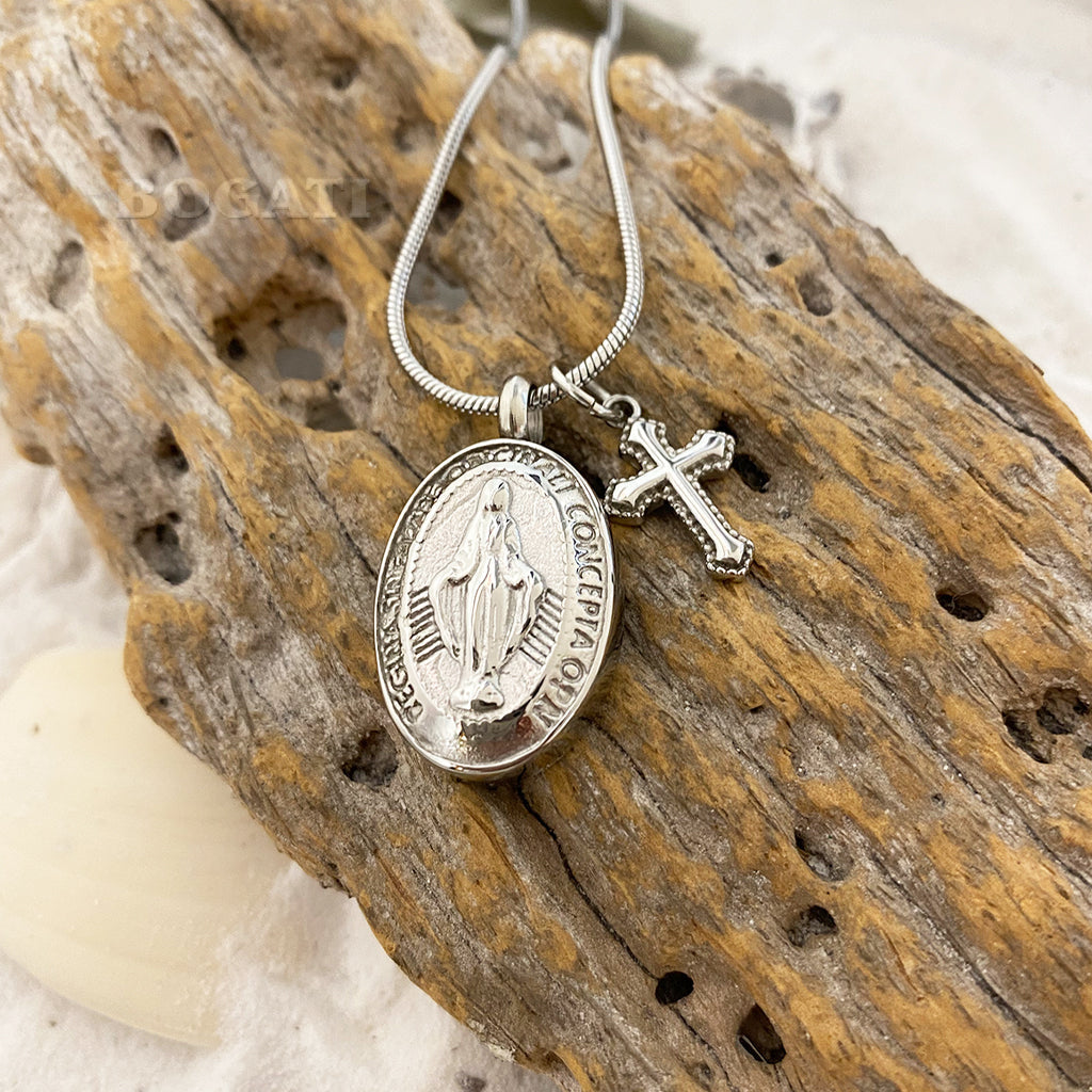 Virgin Mary and Cross charm | Bogati Urn Company