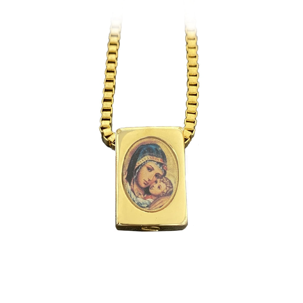CLEARANCE J-982 Mary and Baby Jesus Scapular - Pendant with Chain