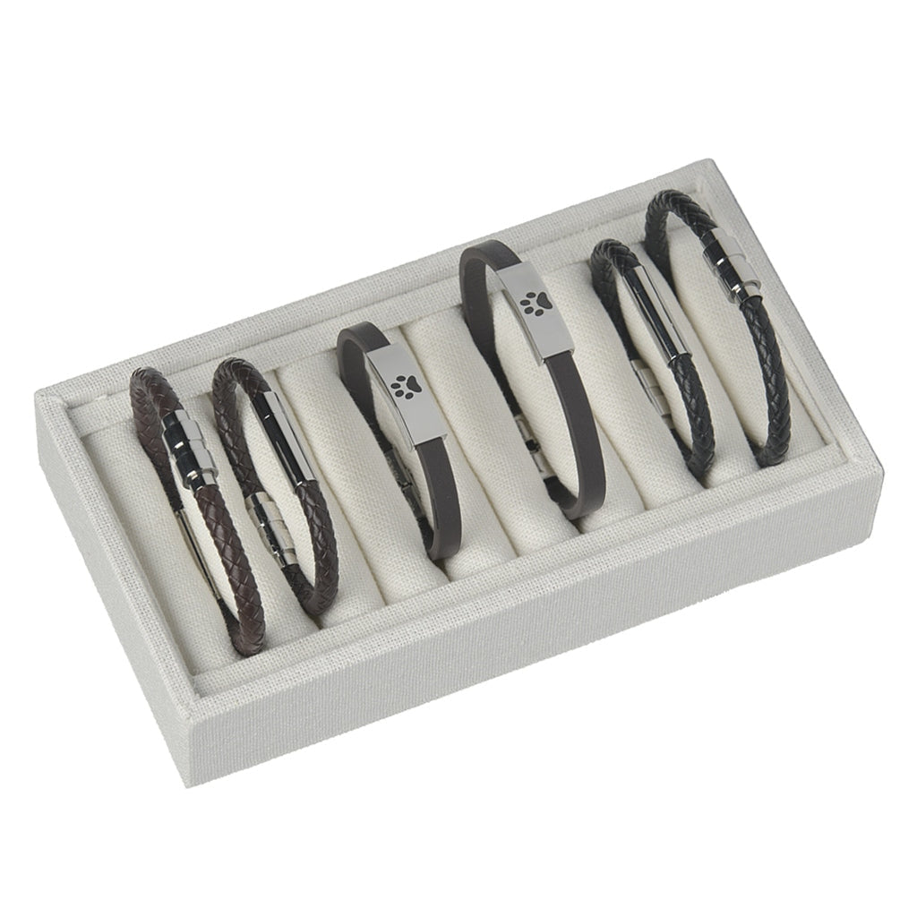 Jewelry Package: Leather Bracelets (Two with Paw Prints) - Pack of 6
