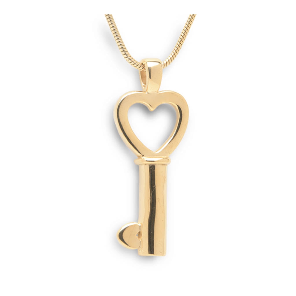 J-199 - Rose Gold Key with Heart - Pendant with Chain