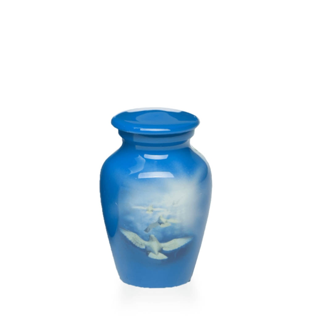 KEEPSAKE -Classic Alloy Urn -4010 - BLUE SKY with DOVES