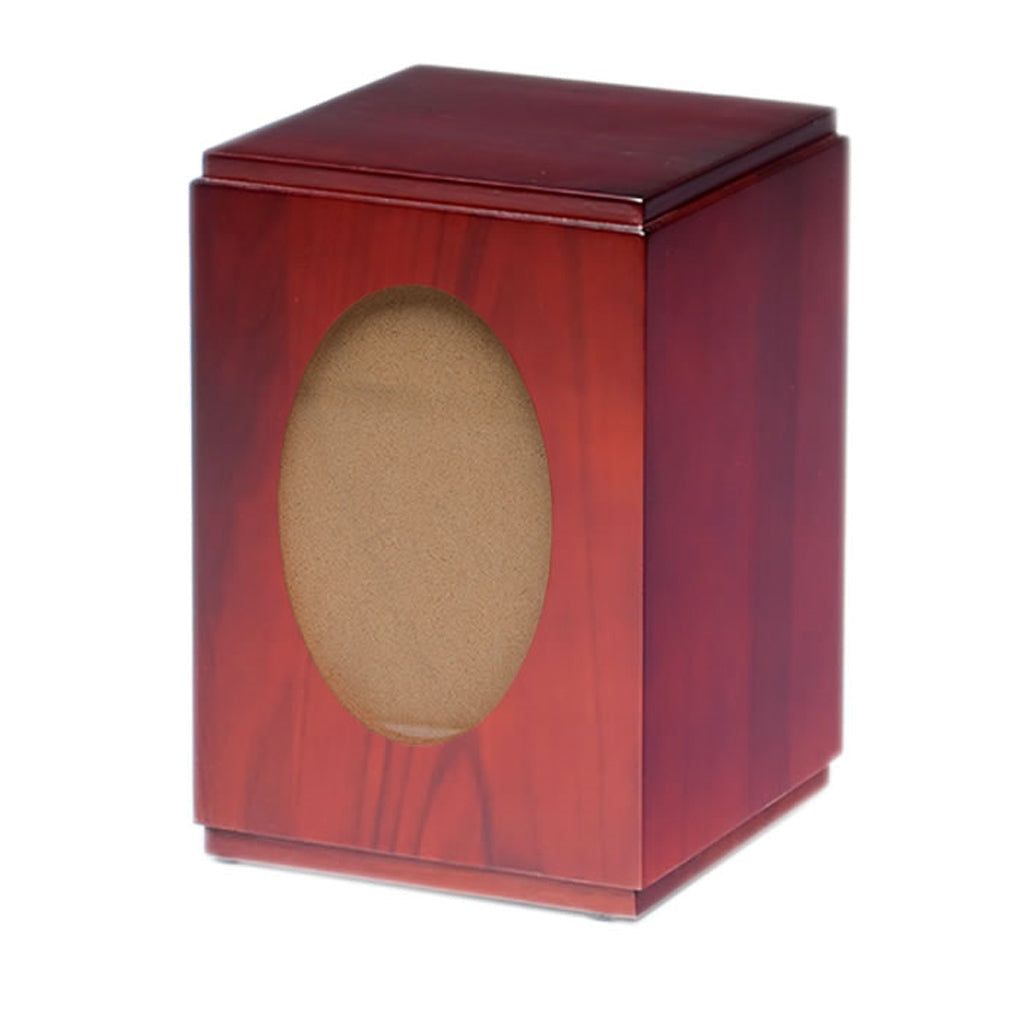 IMPERFECT SELECTION - ADULT Birch wood Urn -Tower A005F- Oval Photo Frame - Cherry