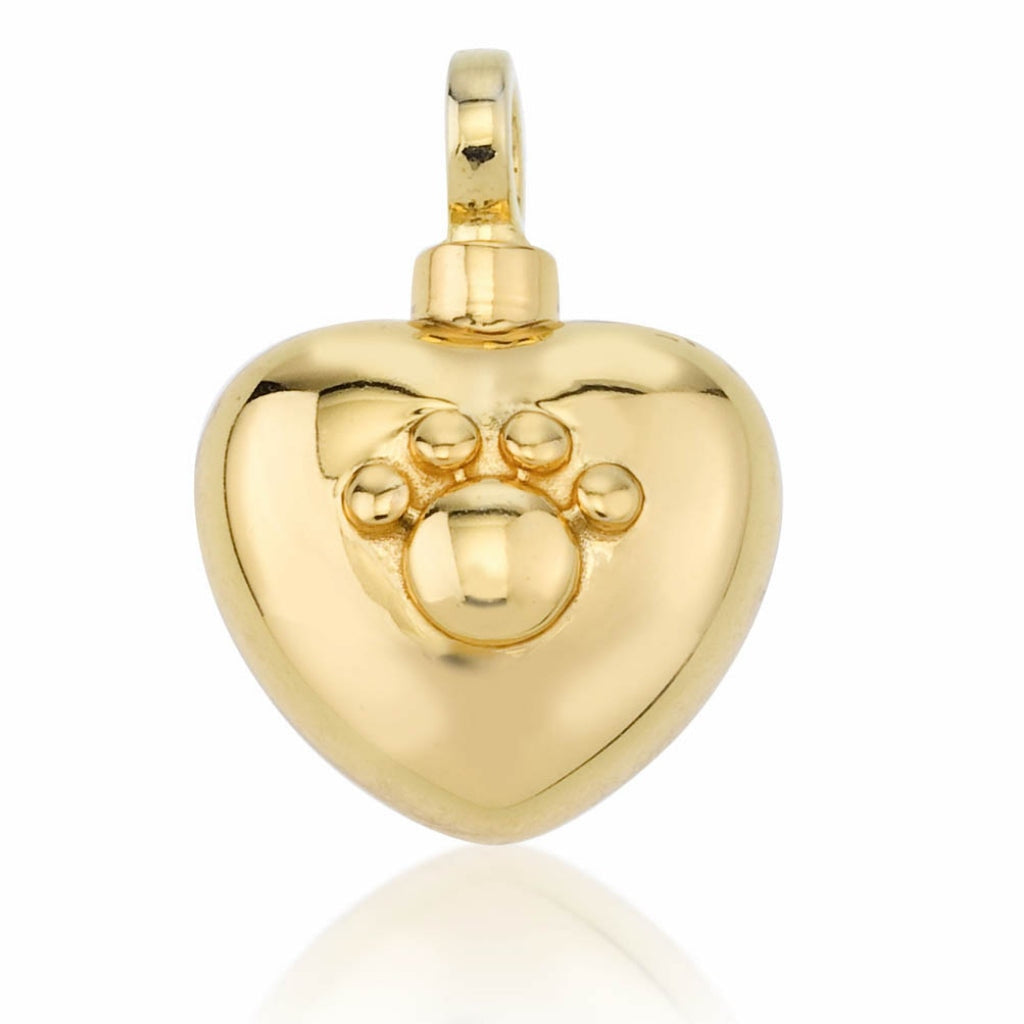 CLEARANCE Heart with Paw Prints- LifeCycle PHG - 14K Gold- Pendant with Chain