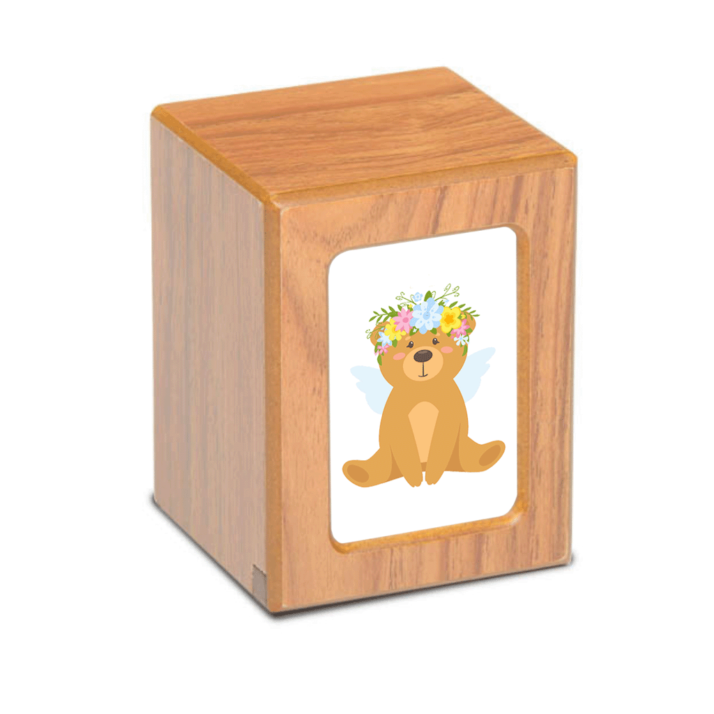 SMALL Photo Frame urn PY06 - Teddy Bear Angel Blue Brown