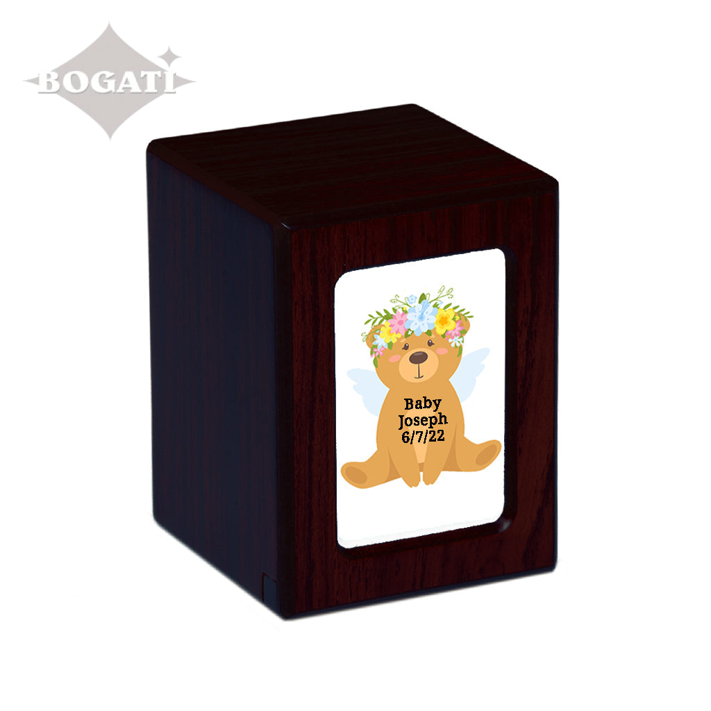 SMALL Photo Frame urn PY06 - Teddy Bear Angel Blue