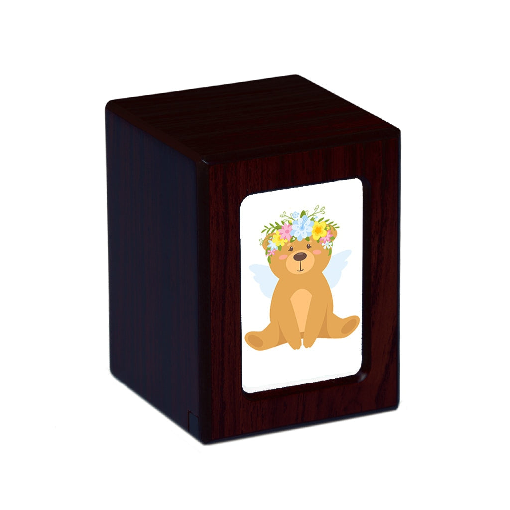 SMALL Photo Frame urn PY06 - Teddy Bear Angel Blue Dark Cherry