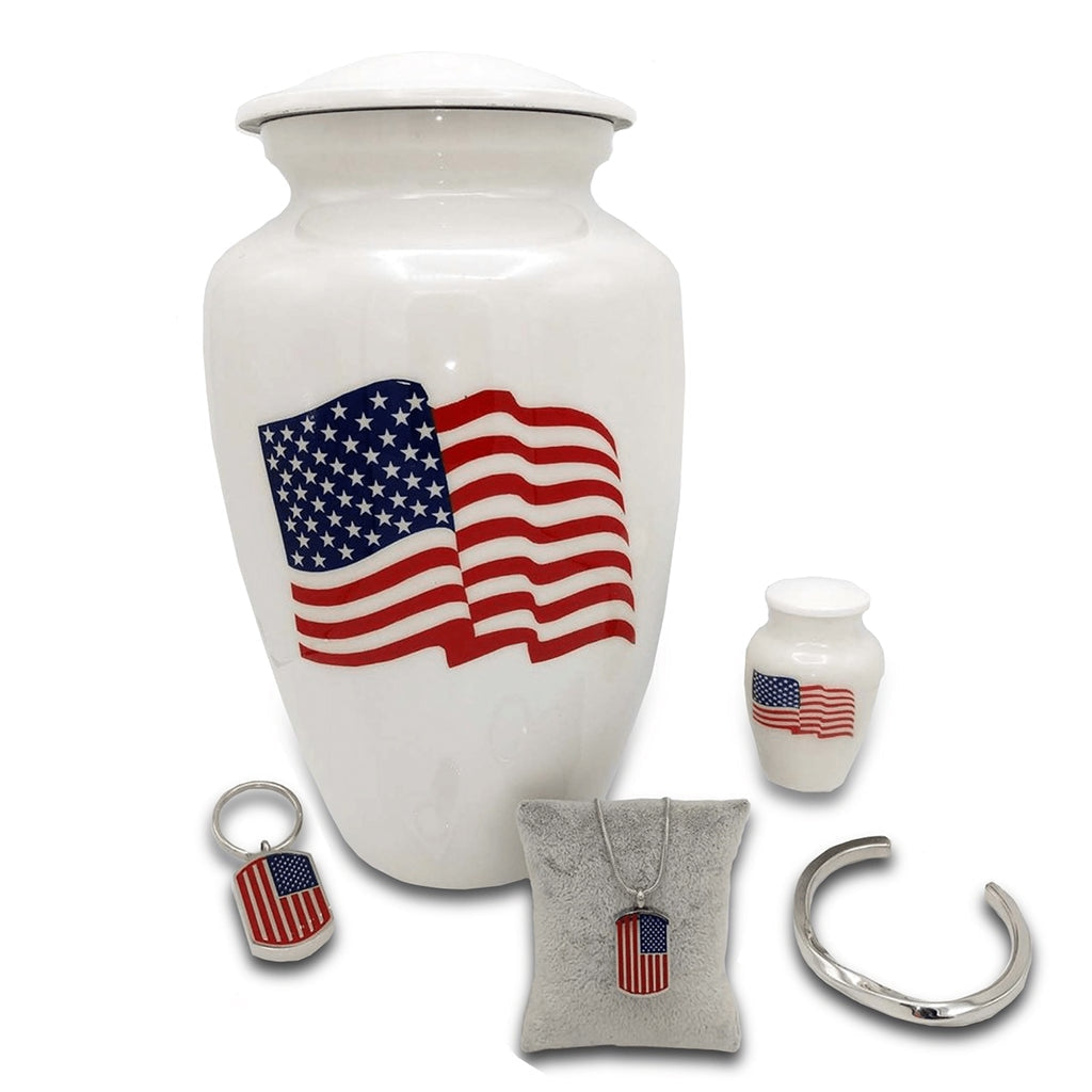 Set -4000- Alloy Urns & Jewelry - AMERICAN FLAG