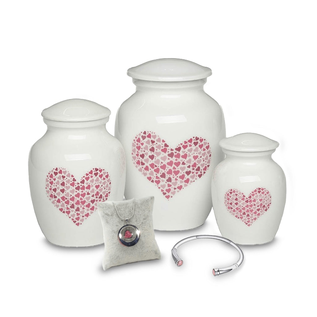Alloy Urns & Jewelry Set #1 -4000- PINK HEART