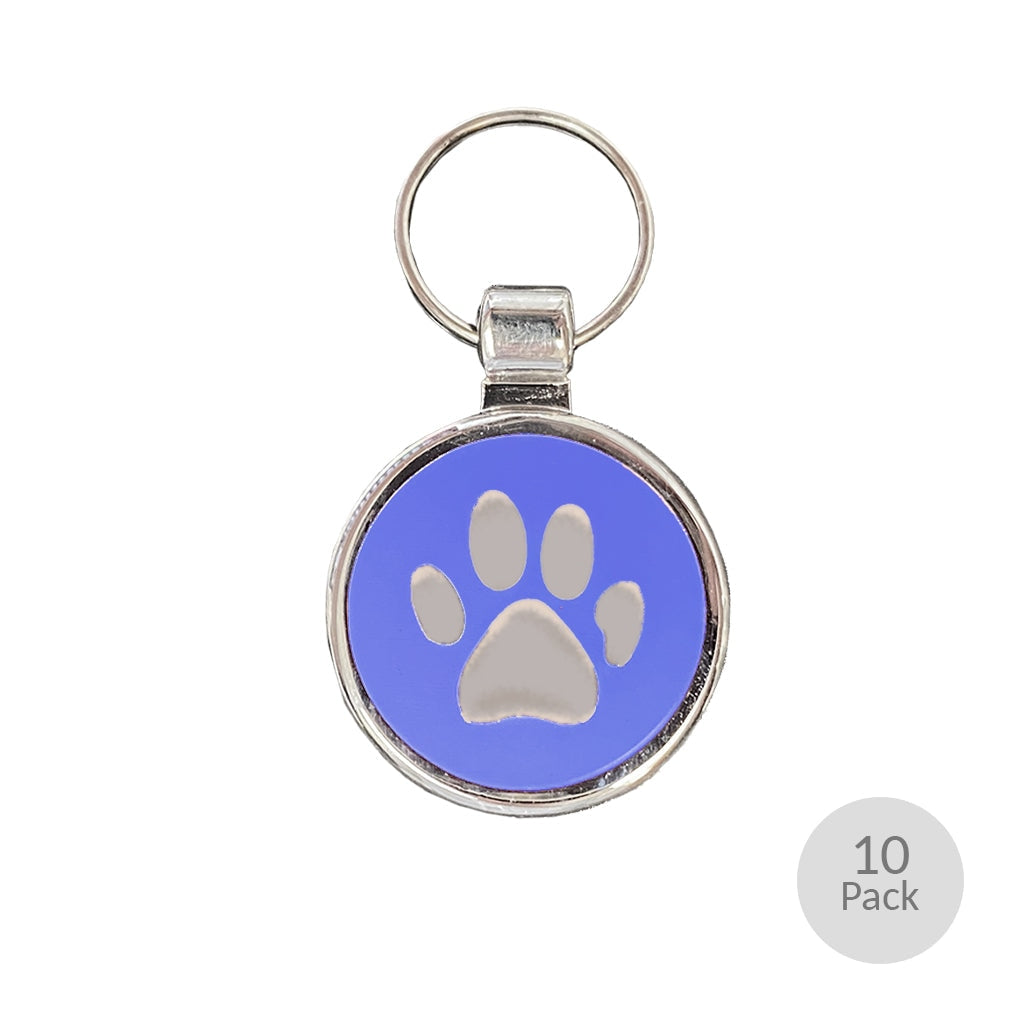 CLEARANCE - Paw Print Circle Charm - Pack of 10 Blue