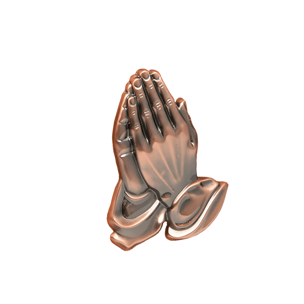 Small Praying Hands- Metal applique - Bronze-tone