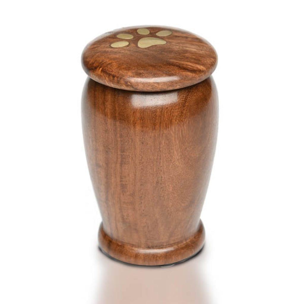 IMPERFECT SELECTION - EXTRA SMALL Rosewood Vase Pet Urn -622- Brass Paw Print