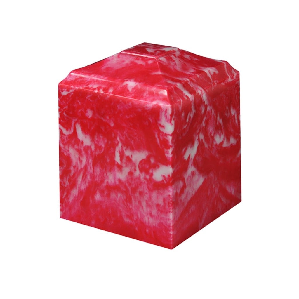 SMALL Cube Cultured Marble Cherry Red
