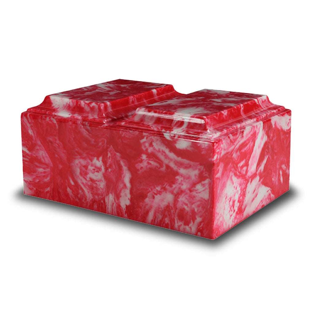 ADULT Cultured Marble Tuscany Double Companion Urn Cherry Red
