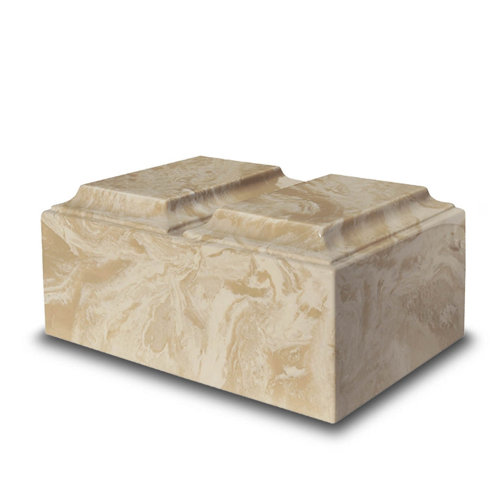 ADULT Cultured Marble Tuscany Double Companion Urn Creme Mocha