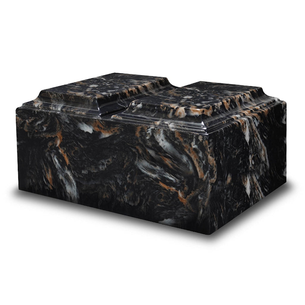 ADULT Cultured Marble Tuscany Double Companion Urn Mission Black
