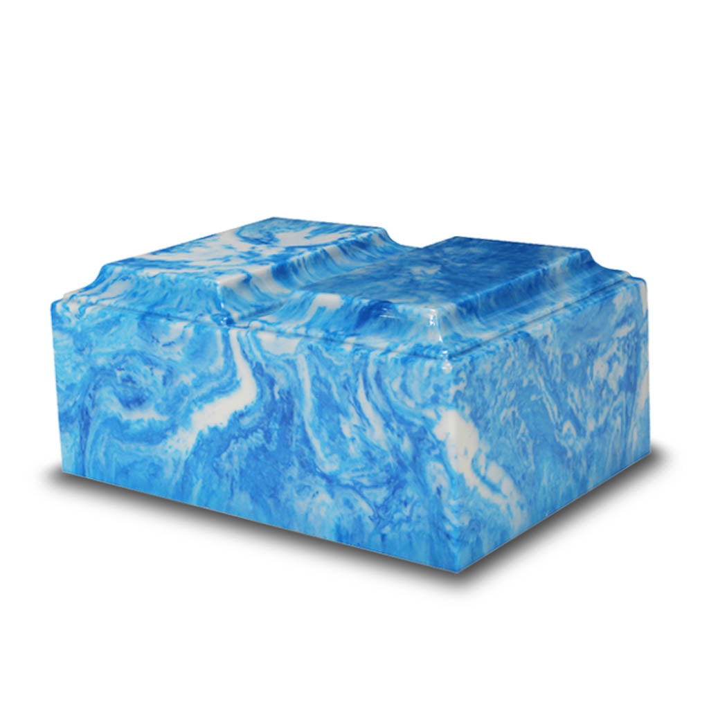 ADULT Cultured Marble Tuscany Double Companion Urn Sky Blue