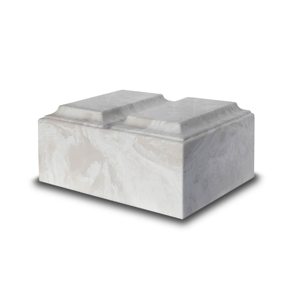 ADULT Cultured Marble Tuscany Double Companion Urn White Carrera